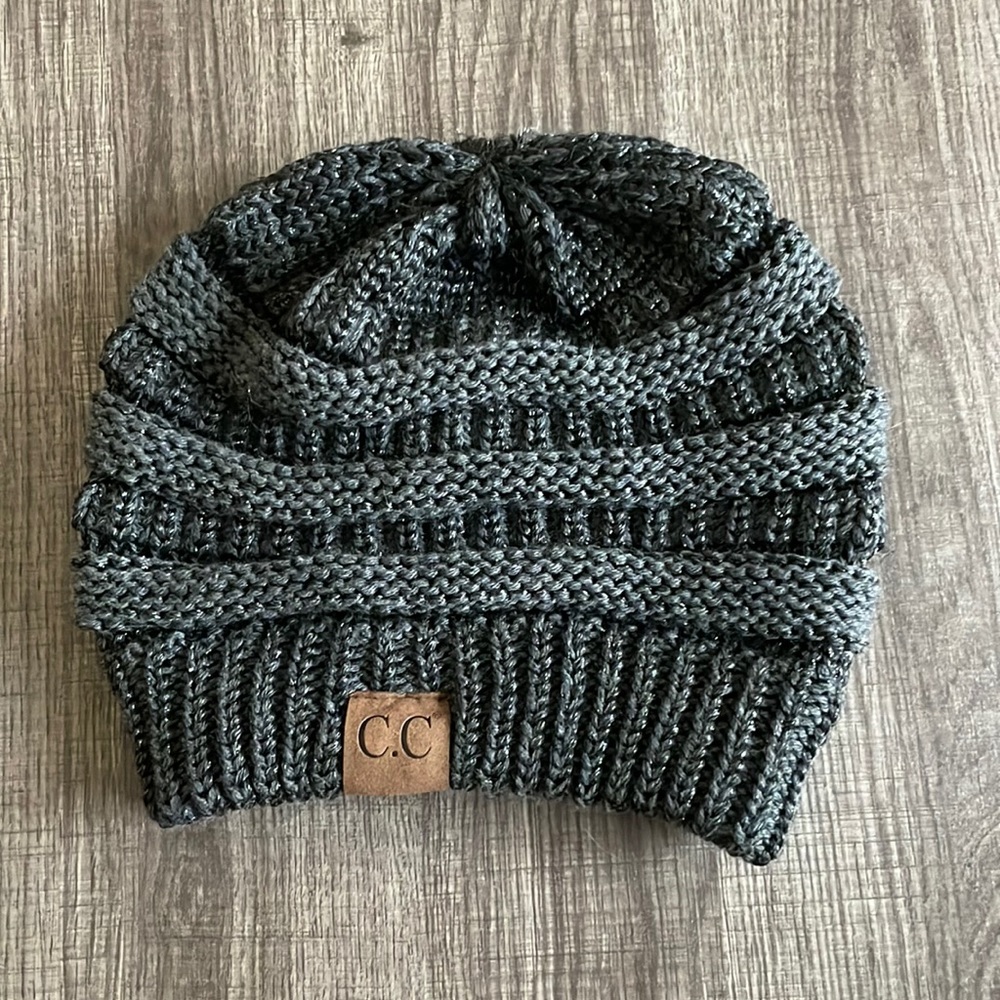 Gray Metallic CC Beanie